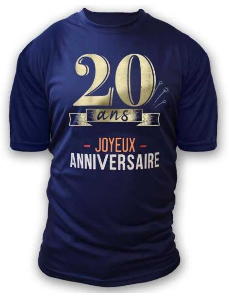 T shirt à dédicacer homme Cadeau 20 ans