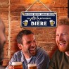 Plaque humoristique en métal "Me jette la 1ère bière"