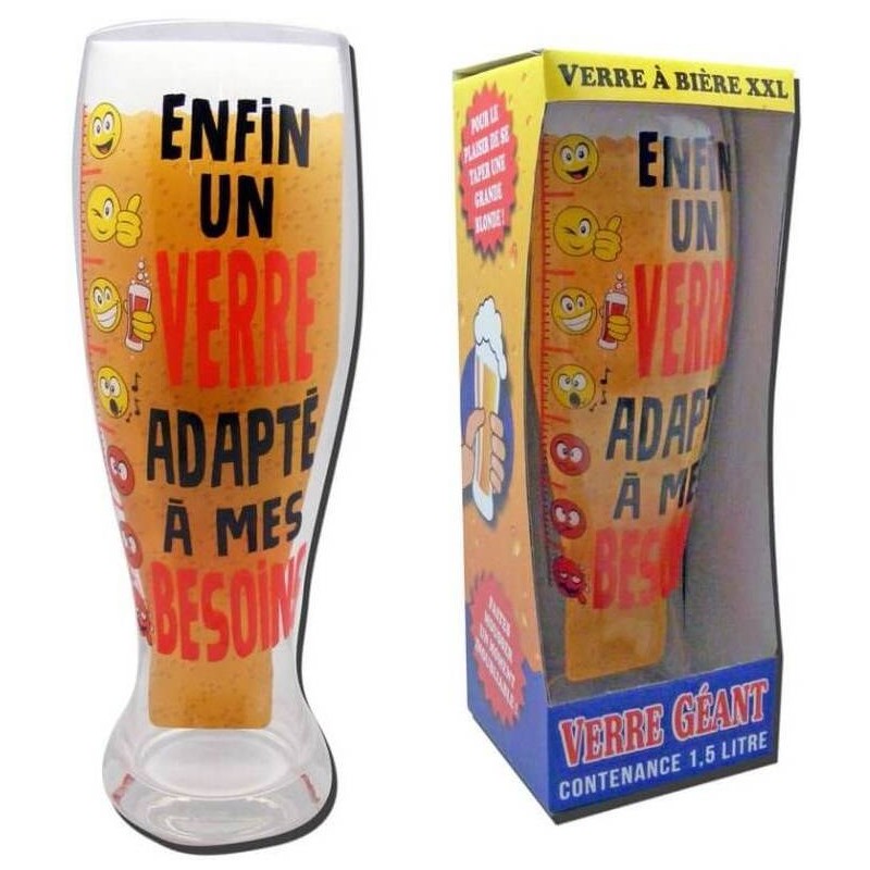 Verre à bière pinte humoristique - Hauteur 16 cm - Différents modèles