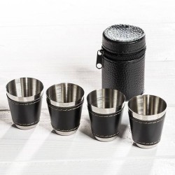 Lot de 4 Shooters inox dans étui