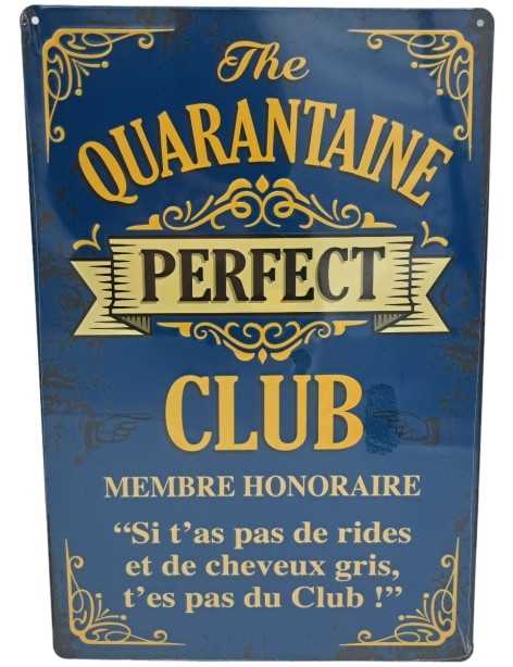Plaque Métal Humoristique Perfect Club Cadeau 40 Ans 
