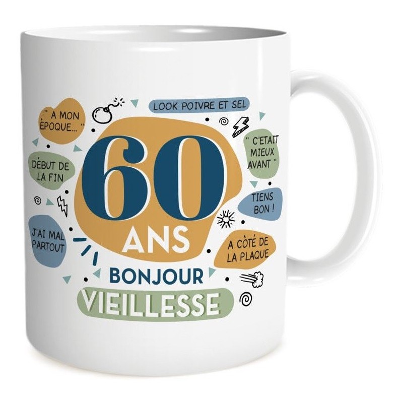 Mug Cadeau Anniversaire 60 Ans impression artisanale française en  Nouvelle-Aquitaine