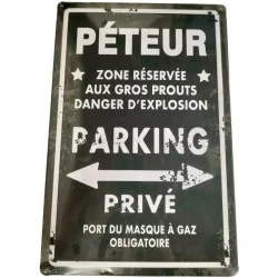 Plaque métal parking péteur - Cadeau humour pour WC