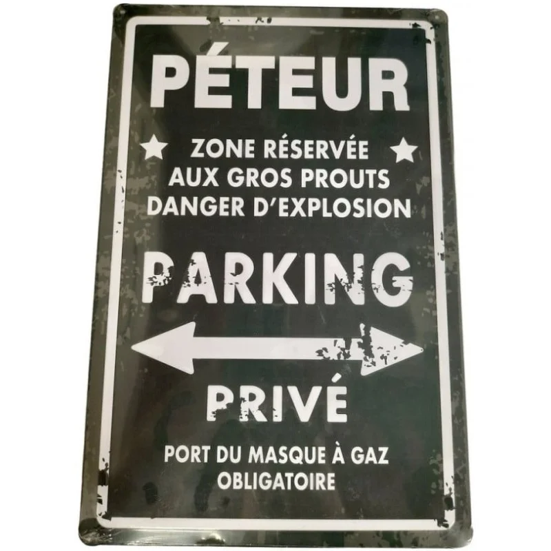 Plaque métal parking péteur - Cadeau humour pour WC