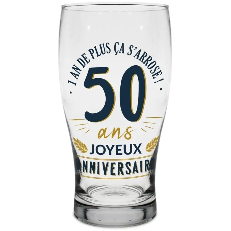 Verre à bière 50 ans - Cadeau humoristique pour la 50aine