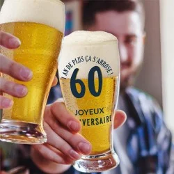 Verre à bière 60 ans - Cadeau d'anniversaire 60aine