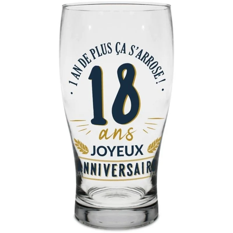 Verre à bière 18 ans ça s'arrose - Cadeau Rigolo