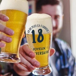 Verre à bière 18 ans ça s'arrose - Cadeau Rigolo