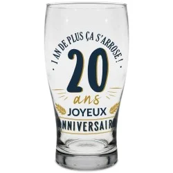 Verre à bière 20 ans ça s'arrose - Cadeau Rigolo