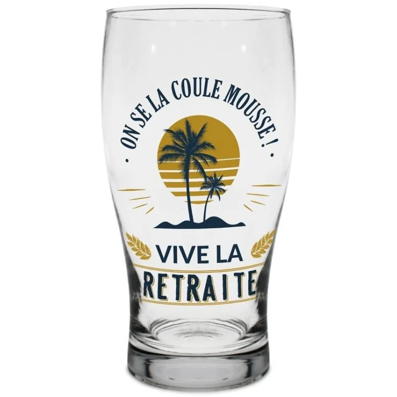 Verre à bière retraite "on se la coule mousse" - Cadeau Rigolo