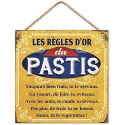 Plaque métal "règles du pastis" 20cm