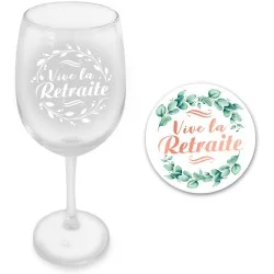 Verre à vin rose - Cadeau retraite