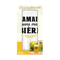 Verre canette bière "Jamais sans ma bière"