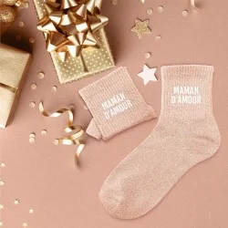 Chaussettes paillettes maman d'amour