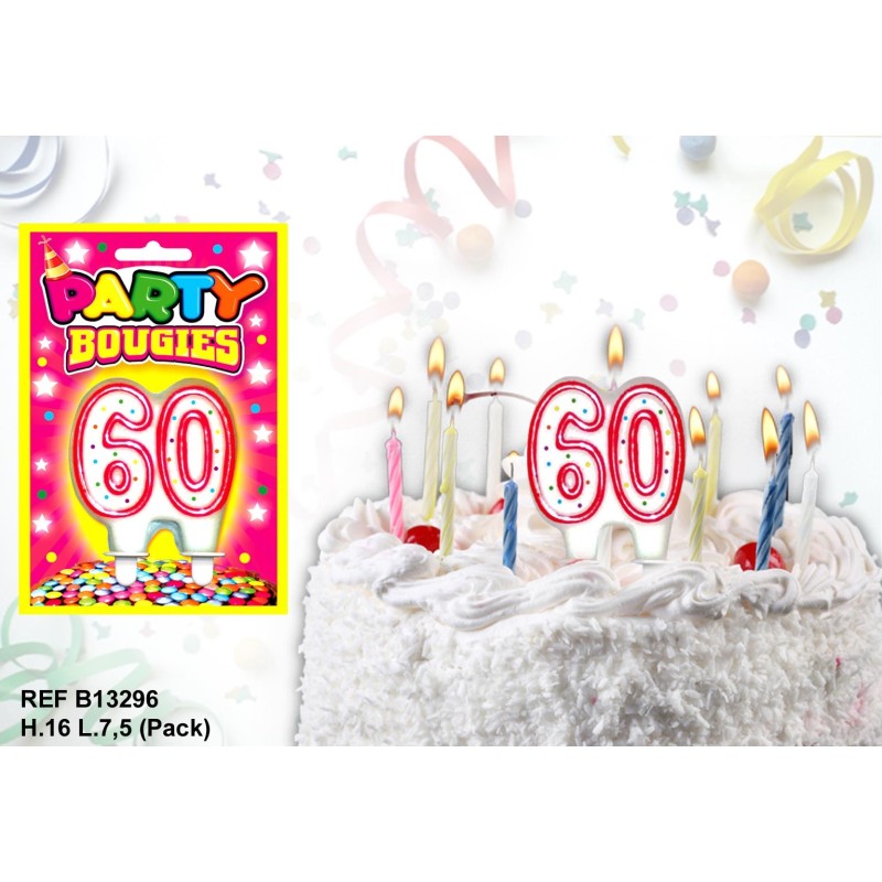 Bougies maxi 60 ans pour gâteau fête anniversaire 60 ans | Décorations  bougies de vœux anniversaire gâteau 60 | Fête à thème | Hauteur 13 cm or
