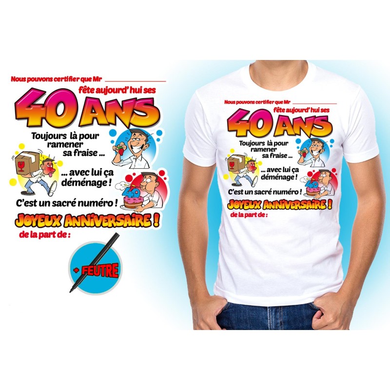T-shirt à Signer Joyeux Anniversaire 60 ans - Homme