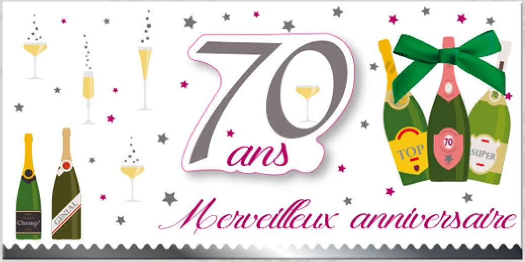 Carte Format Paysage 70 Ans Merveilleux Anniversaire 21 X 10 5cm