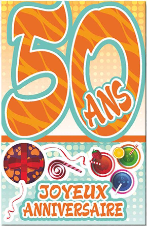 Carte Anniversaire 50 Ans Ecriture Orange