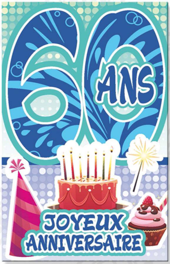 Carte Anniversaire Age 60 Ans Ecriture Bleue Effet Vague