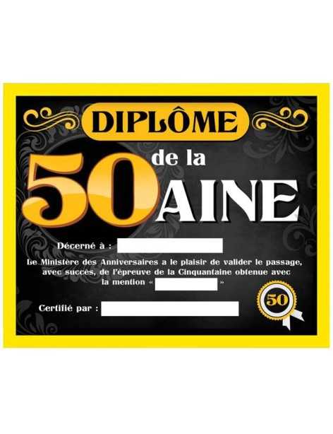 Dipl me de la 50  aine CAdre  humoristique anniversaire 50  ans 