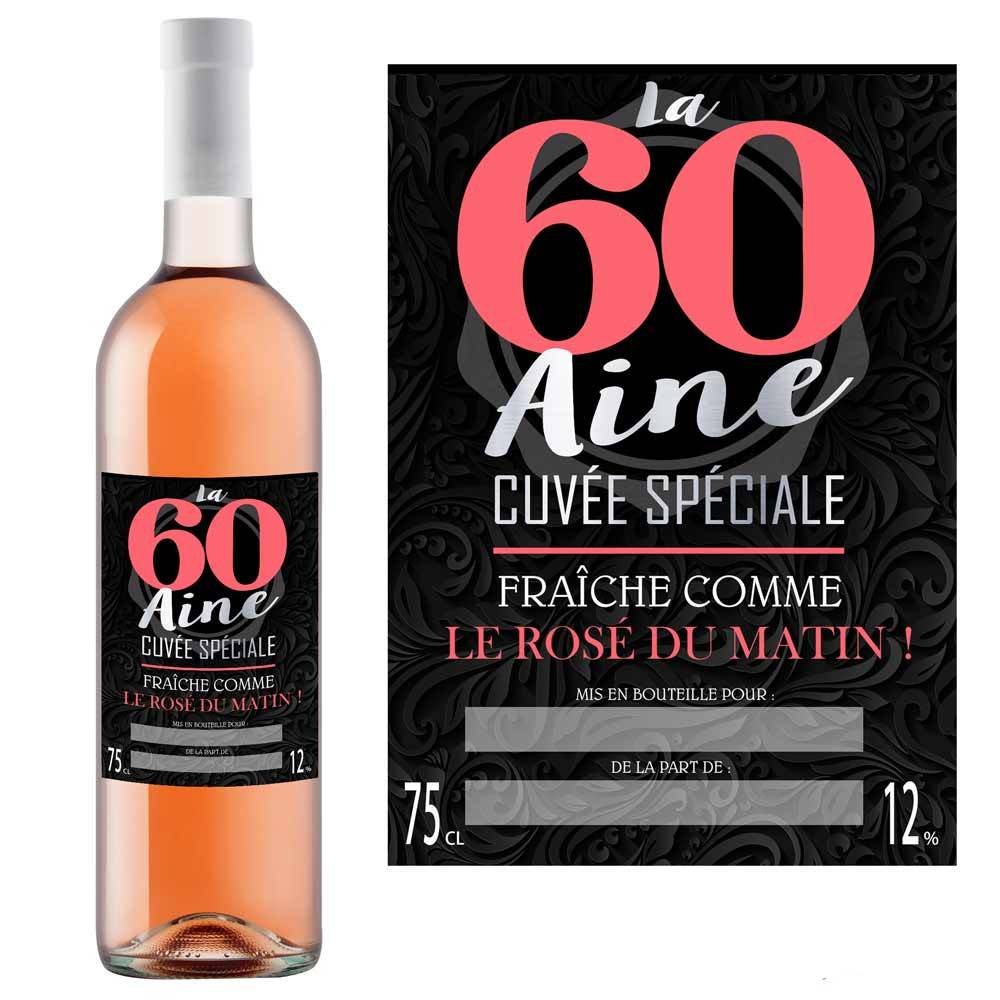 Vin Humoristique Rose 60 Ans