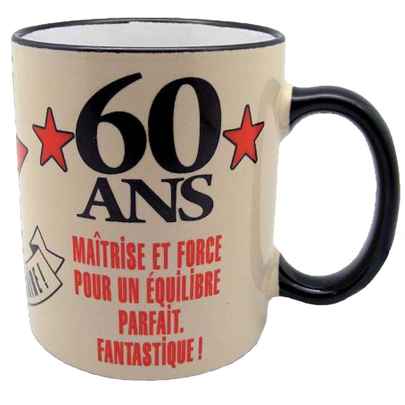Mug Anniversaire 60 Ans Rigolo Drôle Tasse Cadeau Anniversaire 60 Ans Homme  Femme Humour Original Céramique Blanc 