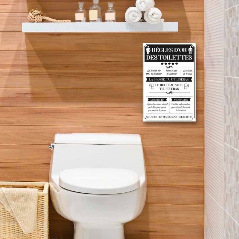MKISHINE Tableau Les règles des Toilettes - Impression sur Toile